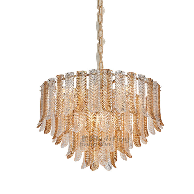 Modern Luxury Nordic 2022 new hot sale glass leaves LED Pendant Lamp dining lamp