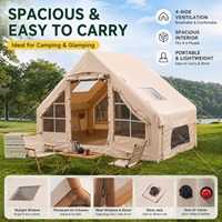 Tente pneumatique de camping pour jardin 6 personnes ㎡   Tente familiale gonflable imperméable Oxford 420D 2x3m, compacte, facile à installer, portable
