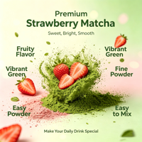 Poudre de Matcha Cérémonial Certifiée Marque Blanche OEM en Boîte de 30g, Poudre de Matcha Fraise en Boîte de 30g, Faible MOQ