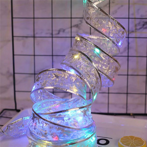 Romantis Hadiah Tahun Baru 2022 Pita Satin Perak Lampu Led Pohon Natal Lampu Taman Pohon Natal Dekoratif - Product Image 4