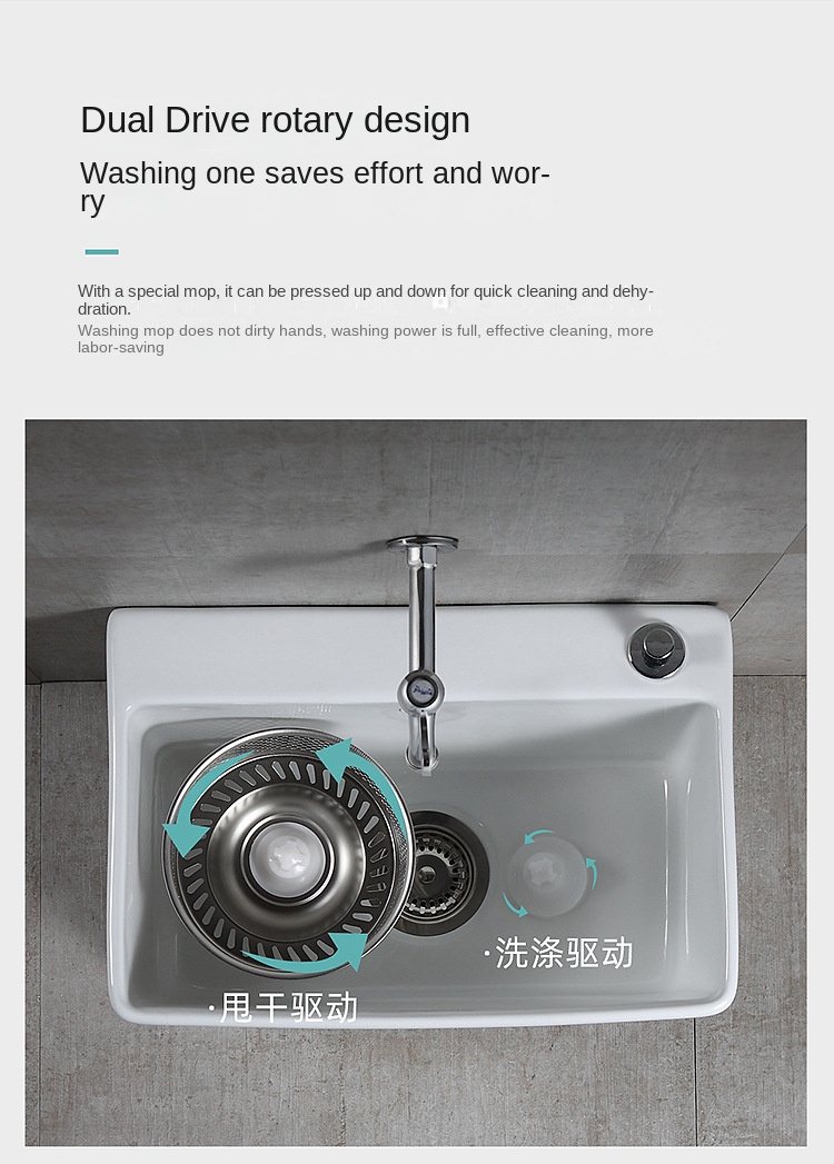Wash Mop Pool with Drive Balcony Bathroom Geobasin Mop Ceramic Side Drainage Square Household Sink Mop Sink