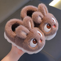 Chaussons en Coton Enfant de Qualité Supérieure, Épais Automne Hiver, Mignons en Fourrure de Lapin, Talons Sacs en Coton, Doublés Peluche