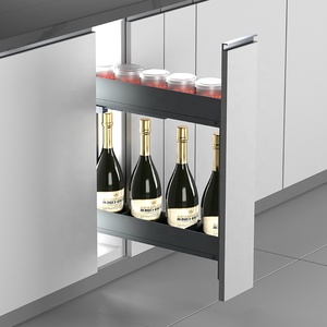 Modern 150mm <b>Narrow</b> Pull Out Kitchen Cabinet <b>Storage</b> Basket 2 Tiers With Divides Base Corner <b>Storage</b> Easy Side Out Installation - Product Image 4