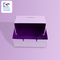 Boîtes à donuts personnalisées de qualité alimentaire en gros, boîte en papier pliable de couleur violette avec logo imprimé