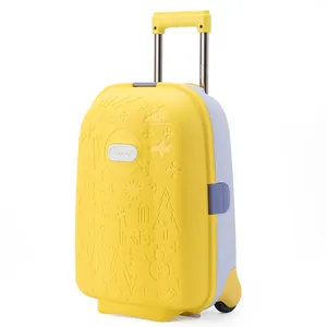 Hafif PP çocuklar bagaj iki tekerlek ile 17 inç moda unisex el bagaj dayanıklı seyahat bavul çocuklar için