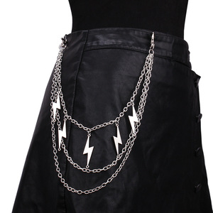 Multi Layered Metal Lightning Bolt Waist <b>Chain</b> Punk Style Zinc Alloy Body <b>Chain</b> For Men And Women Daily Wear Hip Hop Trendy - Product Image 1