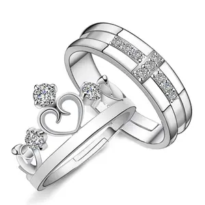高品质皇冠戒指为婚礼时尚银色戒指为情人批发价格接受小订单水晶戒指