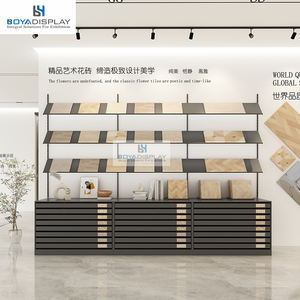 Expositor de Muestras de Madera y Metal con Estantes Ajustables y Cajones, Multi-Rejilla para Muestras de Pisos de Madera - Product Image 3