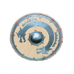 Escudo Vikingo Artesanal de Madera con Dragón, Escudo de Batalla Medieval con Punta Metálica, Decoración para Reenactment de Guerrero Nórdico - Product Image 3