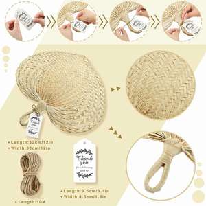 Abanicos de Rafia Naturales Hechos a Mano, Abanicos de Buri para Decoración Rústica de Verano, Abanico de Ratán - Product Image 6