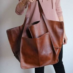 Sacs à main spacieux en cuir souple, sacs fourre-tout vintage pour femme, sacs à main de créateur en cuir PU huilé pour femme, vente en gros Chine - Product Image 2