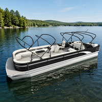Bateau ponton de luxe 2026 en aluminium avec bar, moteur hors-bord, bateau de pêche sportive, croiseur, construction soudée, bateau ponton haut de gamme