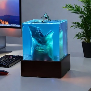 Ocean Shark Surfer Micro paisaje luz <span class=keywords><strong>de</strong></span> <span class=keywords><strong>noche</strong></span> ornamento hecho a mano cristal gota resina artesanía decoración niños regalo <span class=keywords><strong>de</strong></span> cumpleaños - Product Image 3