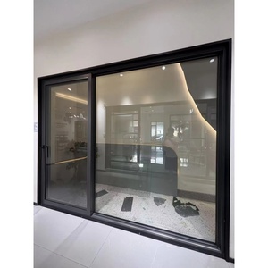 Porte coulissante en verre moderne en alliage d'aluminium sur mesure, cadre noir, design étanche pour chambre, salle de bain, villa et usage extérieur - Product Image 1