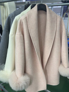 2024 nuovo arrivo autunno e inverno di lusso doppio lato vera lana <span class=keywords><strong>donna</strong></span> naturale pelliccia di volpe <span class=keywords><strong>Cardigan</strong></span> di lana - Product Image 6