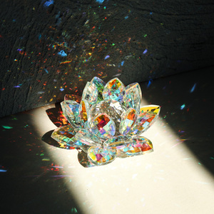 Statuine Scintillanti a Forma di <span class=keywords><strong>Fiore</strong></span> di Loto in Cristallo Ornamento Decorativo Feng Shui <span class=keywords><strong>Fiore</strong></span> di Cristallo per Centrotavola Casa e Ufficio - Product Image 6