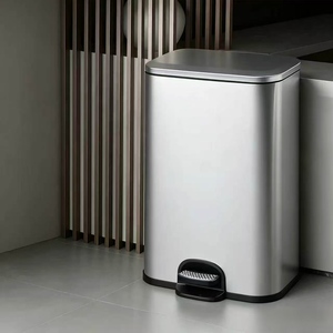 Cubo de Basura con Pedal de Acero Inoxidable, Gran Capacidad, para Salón de Belleza, Peluquería y Uso en Pasillos de Centros Comerciales - Product Image 3