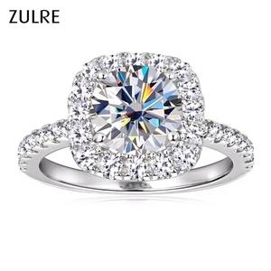 Anello di <span class=keywords><strong>Fidanzamento</strong></span> in <span class=keywords><strong>Argento</strong></span> Sterling con Moissanite Classica da 2 Carati Colore D, Design Popolare, Gioiello Artigianale per Donne - Product Image 1