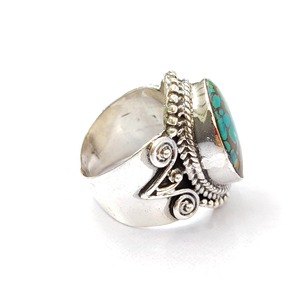 Bague en turquoise, argent sterling 925, bague en pierre précieuse, turquoise, collection artisanale, bagues fines, bijoux en argent, prix de gros - Product Image 6