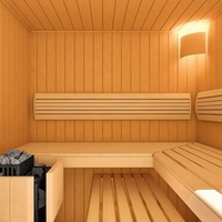 Sauna extérieur design, infrarouge lointain traditionnel, avec fonction vapeur sèche et humide, poêle à bois et fenêtre panoramique avec vue