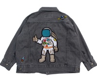 Veste en Denim Patchwork pour enfants, 3d, tissu dinosaure délavé en acide et 3d