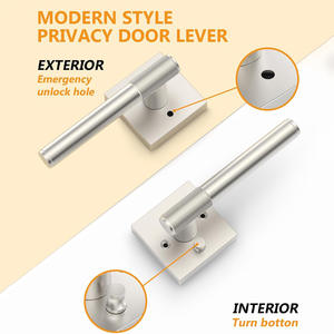 Serrure à trois barres moletée de style américain, best-seller transfrontalier, pour portes de chambre et de salle de bain - compatible avec les portes à serrure de passage - Product Image 2