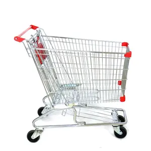 MOQ 100 PCS Chrome Plating Canada Style 220L shopping trolley cart, Supermarket Shopping Cart With Chrome Plated