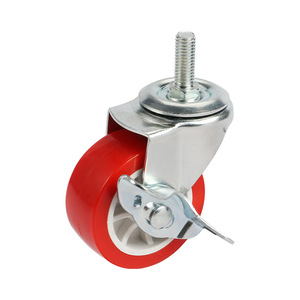 PVC Swivel Caster 2.5 Inch Threaded Stem Silent Brake Industrial Furniture Casters - Product Image 4