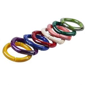 Wholesale Fashion <b>Bracelet</b> <b>Bangle</b> Multi-Color Design Stylish Elastic Tube Bead Resin Acrylic Candy Colors for Men and Women - Product Image 2