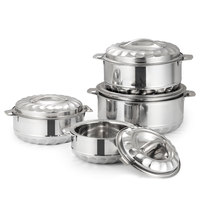 Set panci insulasi dua lapisan, panci stainless steel 4 buah set dapur memasak makanan ringan rumah tangga