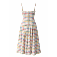 Robe midi femme en coton tissé à carreaux 100% coton, bretelles spaghetti, pour soirée, printemps, légère, taille naturelle, coupe évasée sans manches
