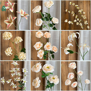 Bouquet de fleurs artificielles en soie champagne, décoration de mariage romantique et rêveuse, fleurs artificielles pour réception de mariage et magasin - Product Image 5