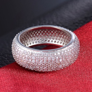 Đầy đủ <span class=keywords><strong>Pave</strong></span> thiết lập Nhân Tạo Kim Cương Zirconia trang sức kỷ niệm đồng thau hoặc 925 Bạc ngón đeo nhẫn cho phụ nữ - Product Image 3