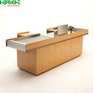 Wood Grain Retail <b>Checkout</b> <b>Counter</b> Cashier POS <b>Counter</b> Modern Store Payment Desk for Supermarket and Retail Store - Product Image 2