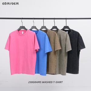 เสื้อยืดผู้ชายสไตล์วินเทจทรงโอเวอร์ไซส์ น้ำหนัก 230 กรัม ล้างสีแบบแอซิดวอช สตรีทแวร์ ฮิปฮอป ผ้าฝ้าย 100% พร้อมโลโก้แบบกำหนดเอง ขายส่ง - Product Image 1