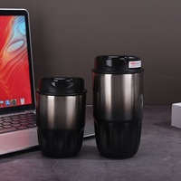 Mug à café isotherme en acier inoxydable à double paroi de 260 ml et 380 ml, tasse de voyage à isolation sous vide avec couvercle rabattable