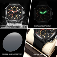 BINBOND D109 Jam Tangan Kuarsa Digital Pria dengan Layar Ganda, Tampilan Kalender, Jarum Bercahaya, Tahan Air 3BAR, Tali Silikon