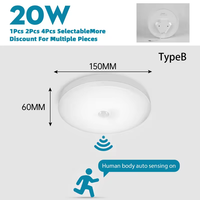 Détecteur de mouvement 6m 18/20W Plafonnier LED Design Moderne Alimenté par Batterie pour Chambre Balcon Couloir Éclairage Intelligent pour la Maison
