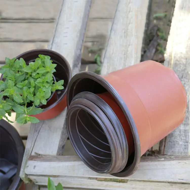 Verschiedene Größen Runde farbige schwarze Recycling-Becken Blume Runde Pp Kunststoff Kindergarten Pflanzen topf Gallone Töpfe
