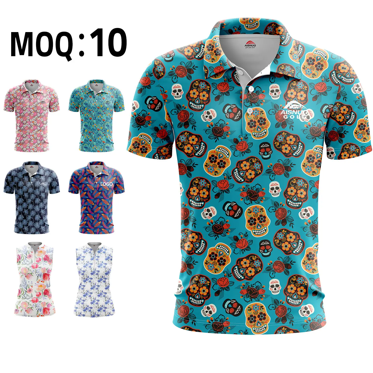 Wholesale Custom Dye Sublimation printing golf shirt men apparel design golf clothing brands