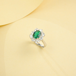 925 Sterling <b>Silver</b> Lab Grown <b>Emerald</b> Fashion <b>Ring</b> - Product Image 2