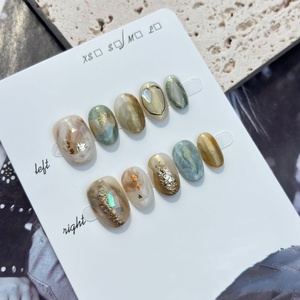 <span class=keywords><strong>Uñas</strong></span> Postizas Hechas a Mano <span class=keywords><strong>con</strong></span> Brillo y Pigmento Intenso, Diseño Ojo <span class=keywords><strong>de</strong></span> Gato Platino, Patrón Cuadrado y Almendrado Popular para Dedos, Nueva Llegada - Product Image 5