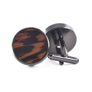 high quality round black wood cuffs for men