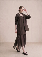 Ensemble 2 pièces Nicecover pour femme : Blazer et robe asymétrique en maille patchwork, tenue élégante pour le bureau et les soirées