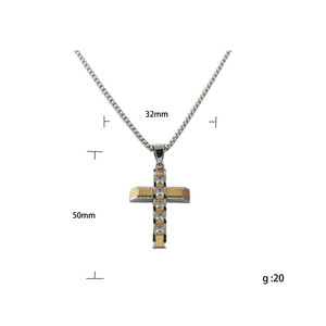 Stainless Steel <b>Cross</b> Pendant With Crystal Inlay For Men Fashion Necklace Gift - Product Image 5