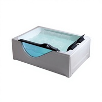 Baignoire autoportante Dewo en acrylique avec douche intégrée, hydromassage, capacité 2 personnes, écologique, en verre, pour salle de bain moderne de villa