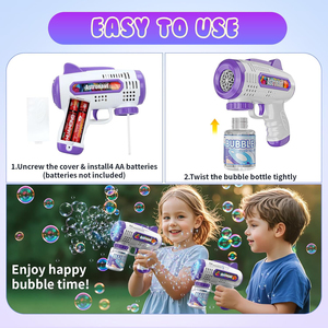 Pistolas <span class=keywords><strong>de</strong></span> burbujas con solución para hacer burbujas, máquina automática <span class=keywords><strong>de</strong></span> burbujas para niños y niñas, pistolas <span class=keywords><strong>de</strong></span> burbujas, juguetes para exteriores para niños pequeños - Product Image 6