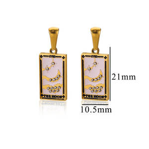 Factory Outlet benutzer definierte Edelstahl 18 Karat vergoldet Emaille <span class=keywords><strong>Tarot</strong></span> Karte Charms für Modeschmuck Anhänger Halskette Herstellung - Product Image 6