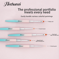Hechunzi 5 pièces en gros, pinceaux professionnels pour gel UV, manche en métal dégradé bleu-blanc, poils en nylon, pinceaux pour vernis à ongles, fournitures