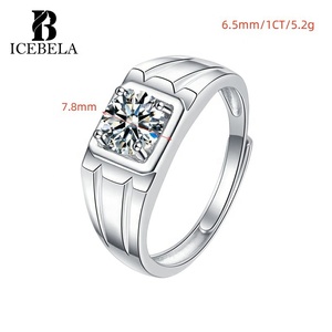 Anel Simples e Elegante em Prata Esterlina 925 com Moissanite de 1 Quilate e Superfície Lisa para Homens - Product Image 4